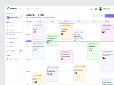 Task Management Dashboard — Schedule Experience admindashboard dashboarddesign designsystem figma minimalui productdesign productivityapp saasdesign scheduleui taskmanagement uiux webappdesign