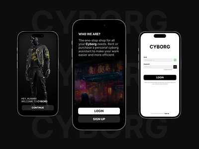 Cyborg - Mobile App UI UX branding design figma graphic design illustration logo mobile mobileapp ui ux