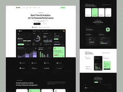 Finance Landing Page analytics bank bank app banking app card credit card finance financial fintech app landing page money savings statistics transactions transfer wallet web web design website