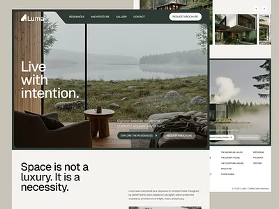 Luma — Architectural Residence Homepage Design architecture design desktop forest lakeside landing page luma property residence ui ui design ux warmth website