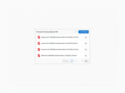 Evaluation Summary Reports card app card crm dashboard design ui ux web