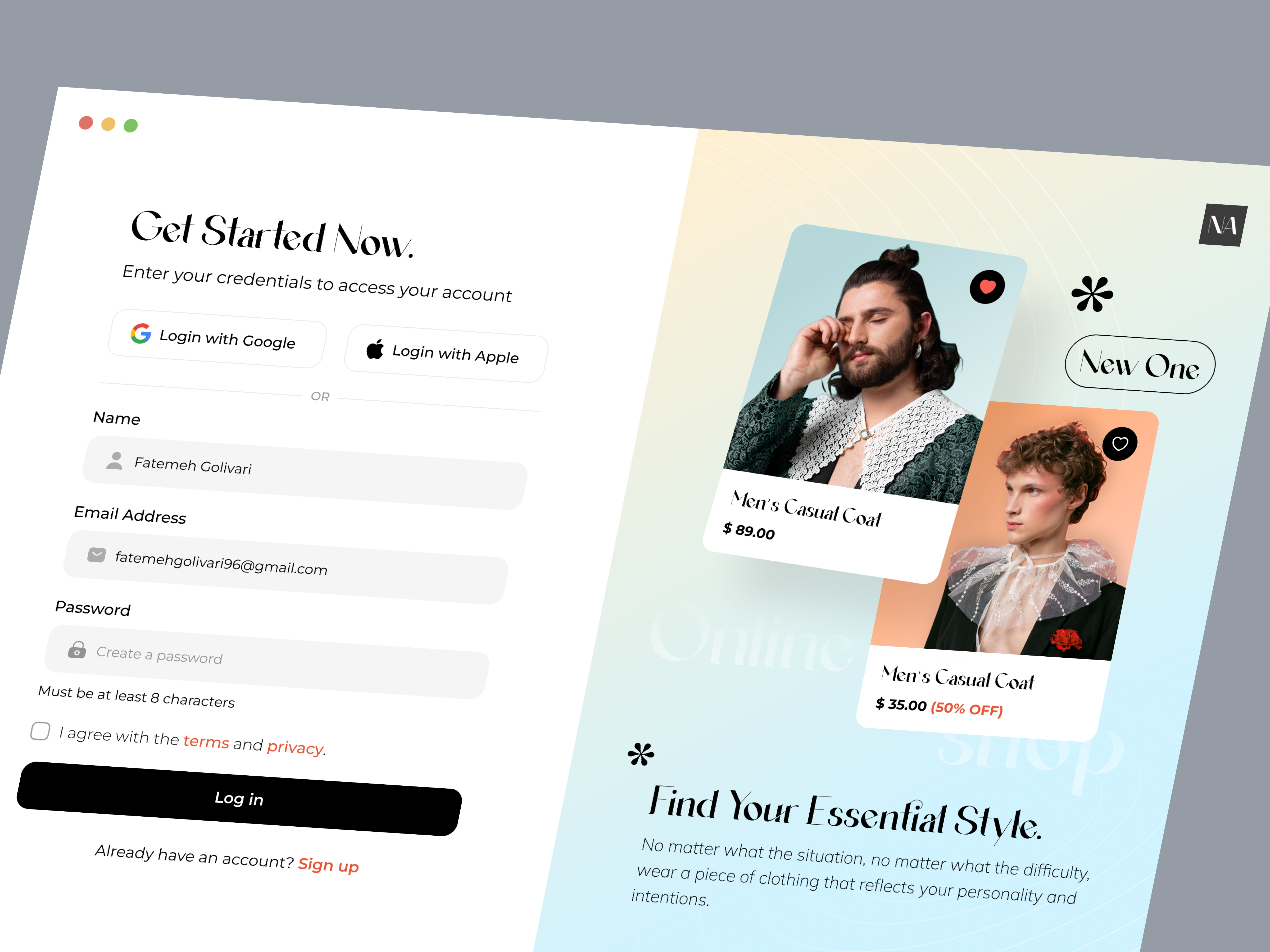 Sign up page app application clothe design figma log in mobile product project shop sign in sign up trend ui ux webdesign website