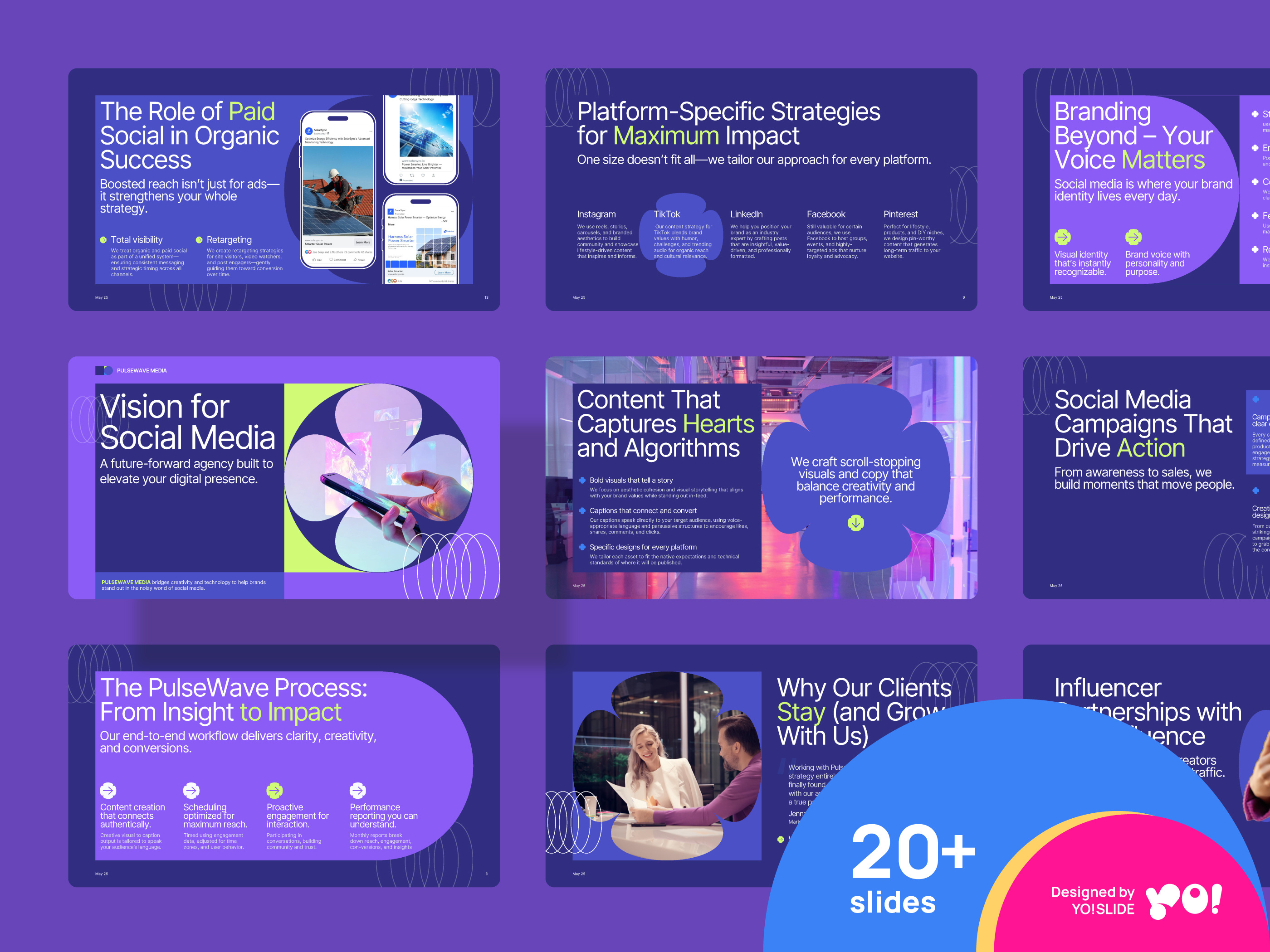 PULSEWAVE Media Agency Presentation PowerPoint Template agency bold branding design diagram impact media modern pitch pitch deck powerpoint powerpoint design ppt ppt template presentation presentation design social media social network ui vibrant