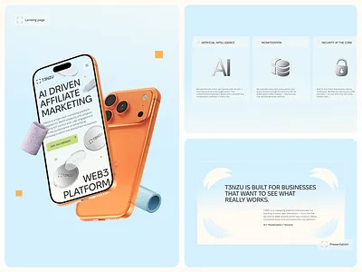 T3NZU - brand identity & landing design 3d branding crypto design graphic design landing page ui web design web3