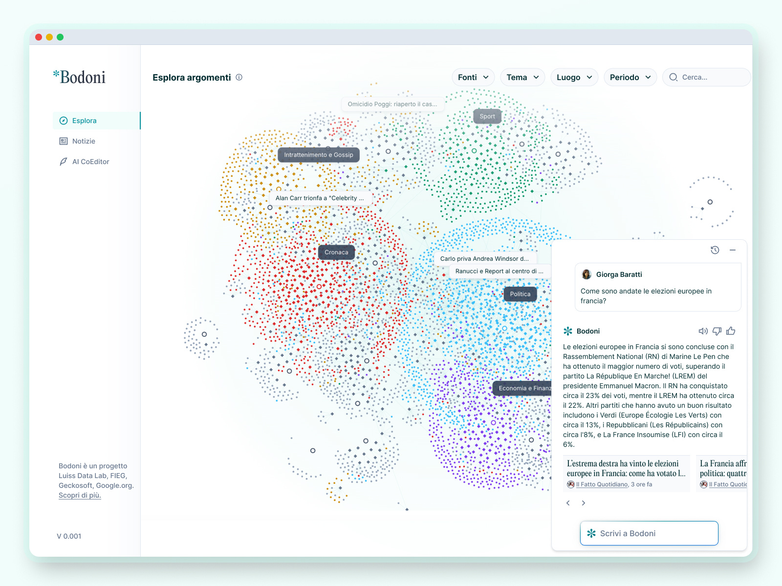 Example of Bodoni AI: strengthening democracy by countering disinformation