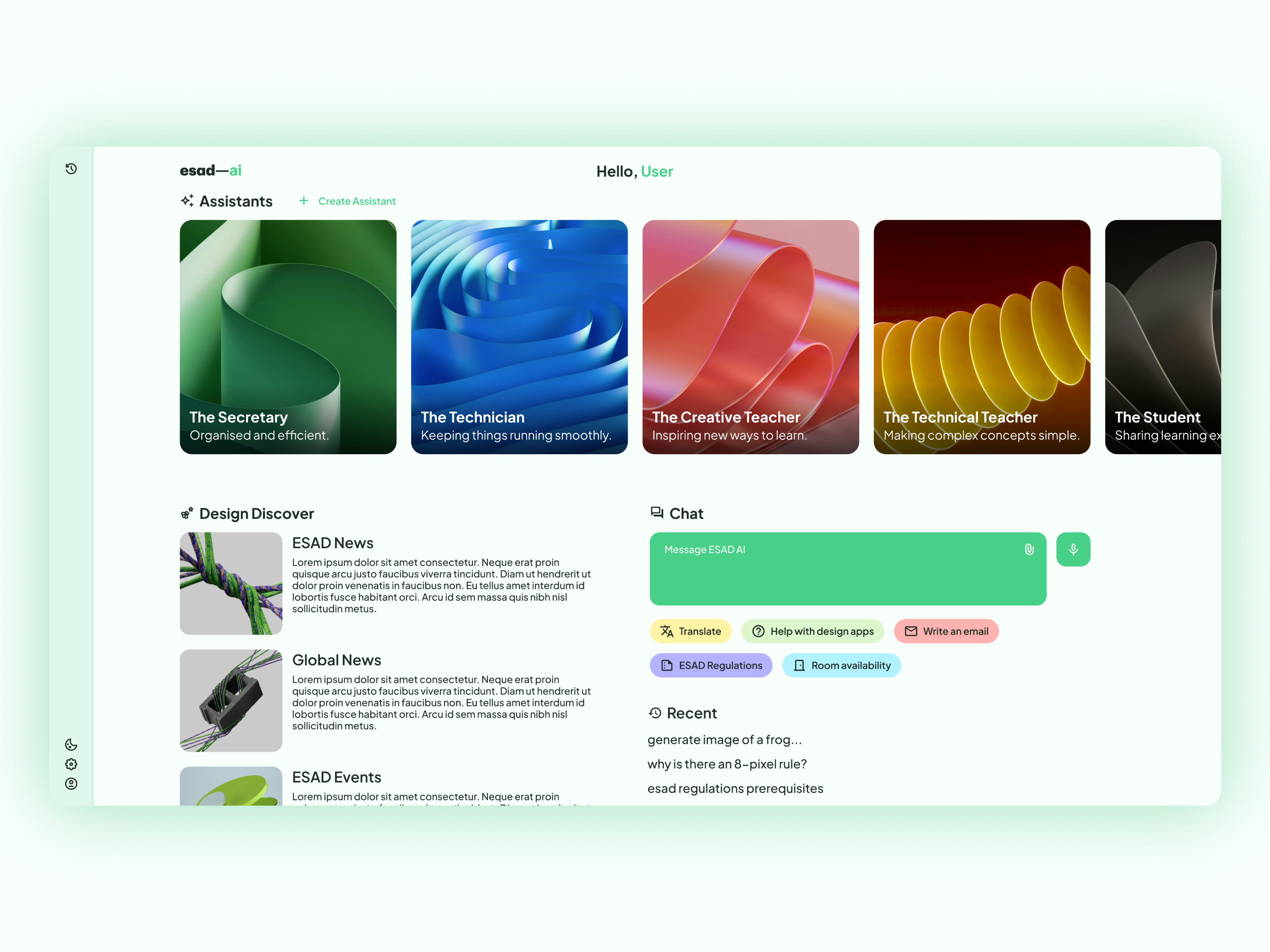 esad — ai ai assistant chatgpt design digital interface product service ui user experience ux web website