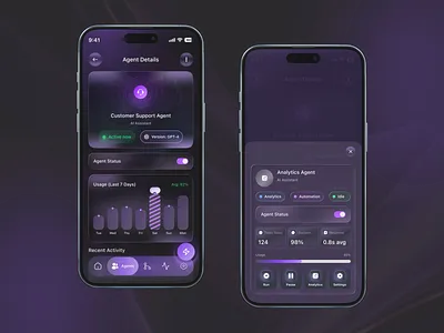 AI Agent Details Dashboard — Mobile App UI agent management ai agents ai app ai dashboard analytics dashboard app interface automation dark ui dashboard ui data visualization dribbble shot mobile app design mobile ui modern ui product design saas app tech app ui design ux design workflow management
