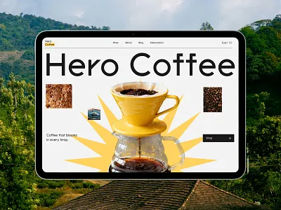 Hero Coffee - Homepage branding ecommerce minimal ui ux design web design