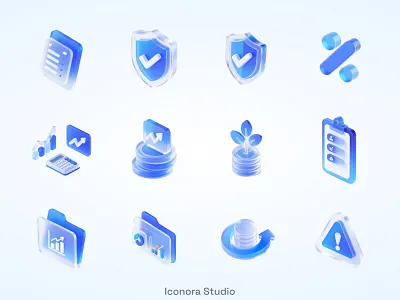 Glowing Shield Suite 3dicon cleanrender document3d financeicons folderui glassicon highres png render shieldicon transparentbg uidesign