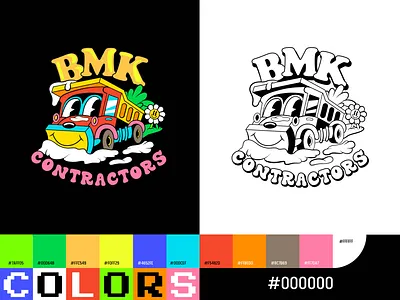 BMK Contractors — Mascot Logo Design 1930s brand identity branding cartoon character character design construction branding design illustration logo design mascot design mascot logo old cartoon old school retro design vintage