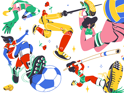 Ladies in Sport athlete character colour digital equality folioart illustration sport vector women