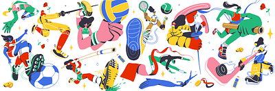 Ladies in Sport athlete character colour digital equality folioart illustration sport vector women