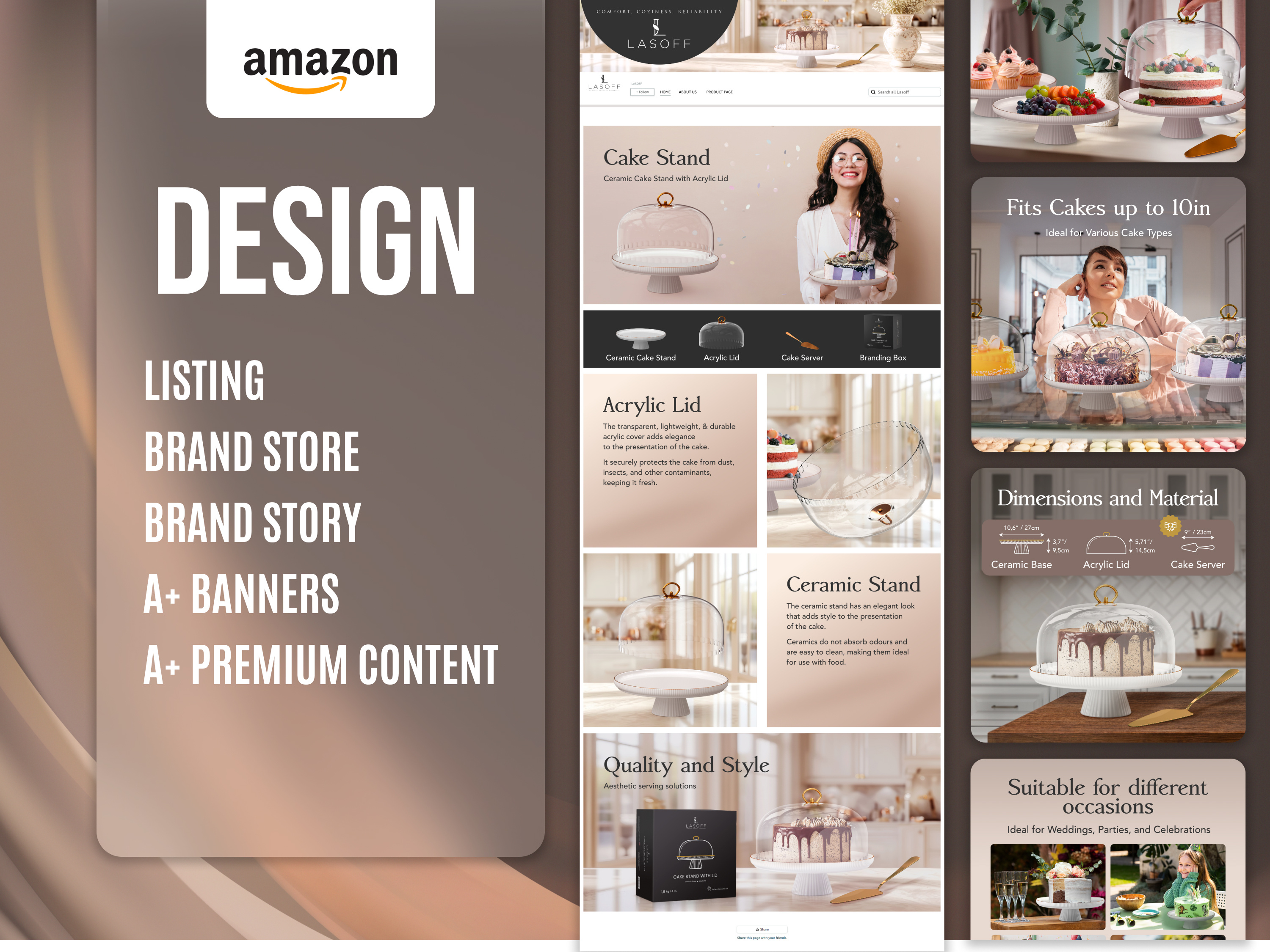 Amazon Design for Premium Cake Stand amazon a content amazon brand store amazon branding amazon listing design brand story design cake stand design conversion focused design digital marketing design ecommerce design graphic design home kitchen branding infographic design kitchenware branding lifestyle product photography marketplace optimization packaging design premium kitchen design product listing design product visualization visual identity