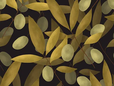 Luxurious Olive Branches on Dark. Seamless pattern art fabric fashion illustration olive pattern seamless pattern textile