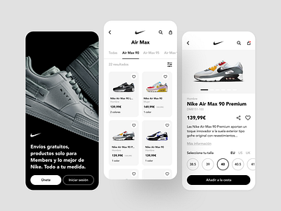 Nike app concept clean concept design ecommerce figma flat minimal mobile app nike nike app product product page shoe app shoe store shop ui user interface ux visual