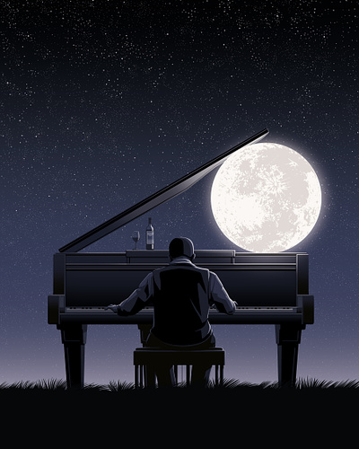 New Year conceptual digital editorial folioart illustration moon music stephan schmitz