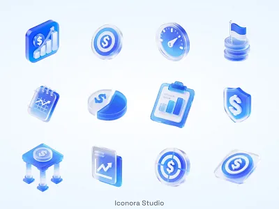 Cobalt Cash Flow 3dicon cleanrender dollaricon financeicon glassicon highres investmenticon png render savingsicon transparentbg uidesign