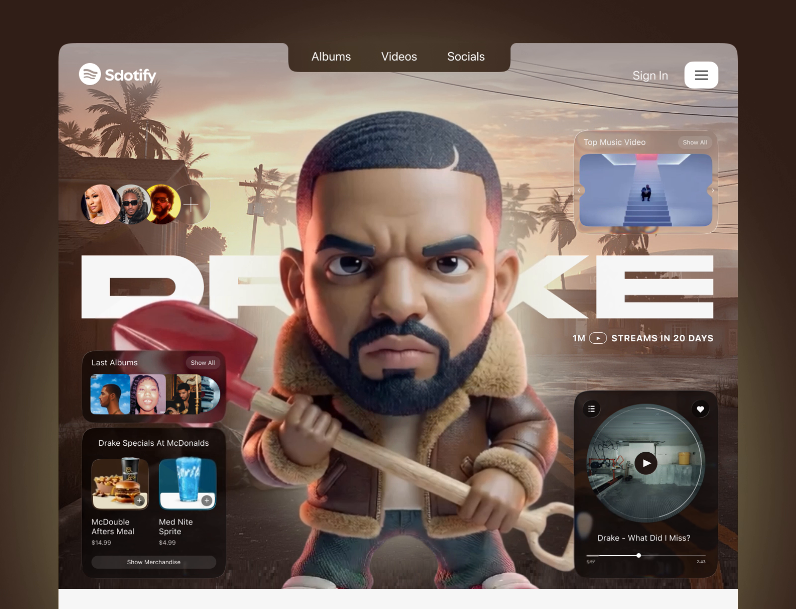 Music App UI Concept — Rapper-Inspired Promo UI & AI Character