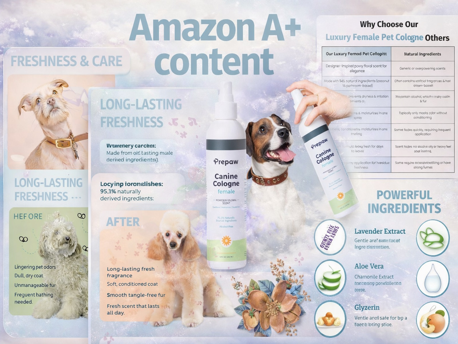 Amazon A+ Content: Female Pet Cologne amazon amazon product amazon product images branding graphic design