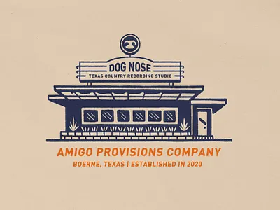 Recording Studio | Amigo Provisions Co. album design dog dogs illustration music music venue outdoors recording studio retro studio texas vintage