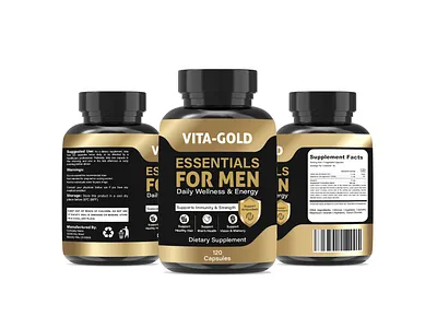 Men’s Wellness Supplement Bottle Label Packaging Design antioxidant bottle branding business business identity design energy immunity jar label label label design marketing multivitamin nutrition package packaging pharmacy supplement vitamins wellness
