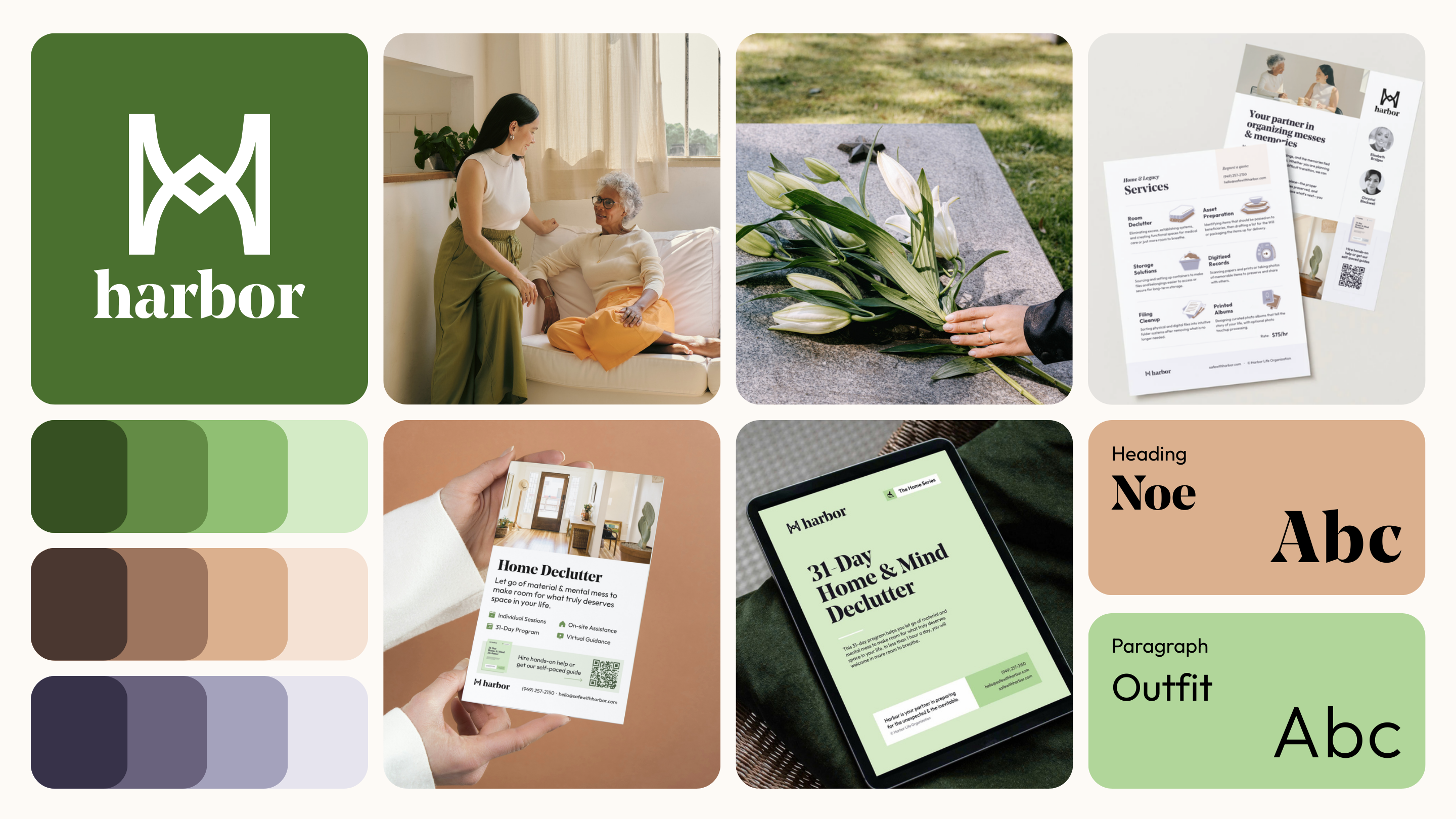 Harbor Brand brand identity branding digital product fonts graphic design logo mood board palette print social media