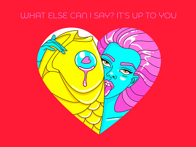 What is love? 2d illustration acid color art digital fish graphic design illustration mermaid postcard women