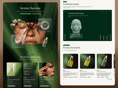 Milieu Skin Product Page 3d ai beauty biome brand identity branding data illustration microbiome natural nature organic photography product skin testing ui web design website
