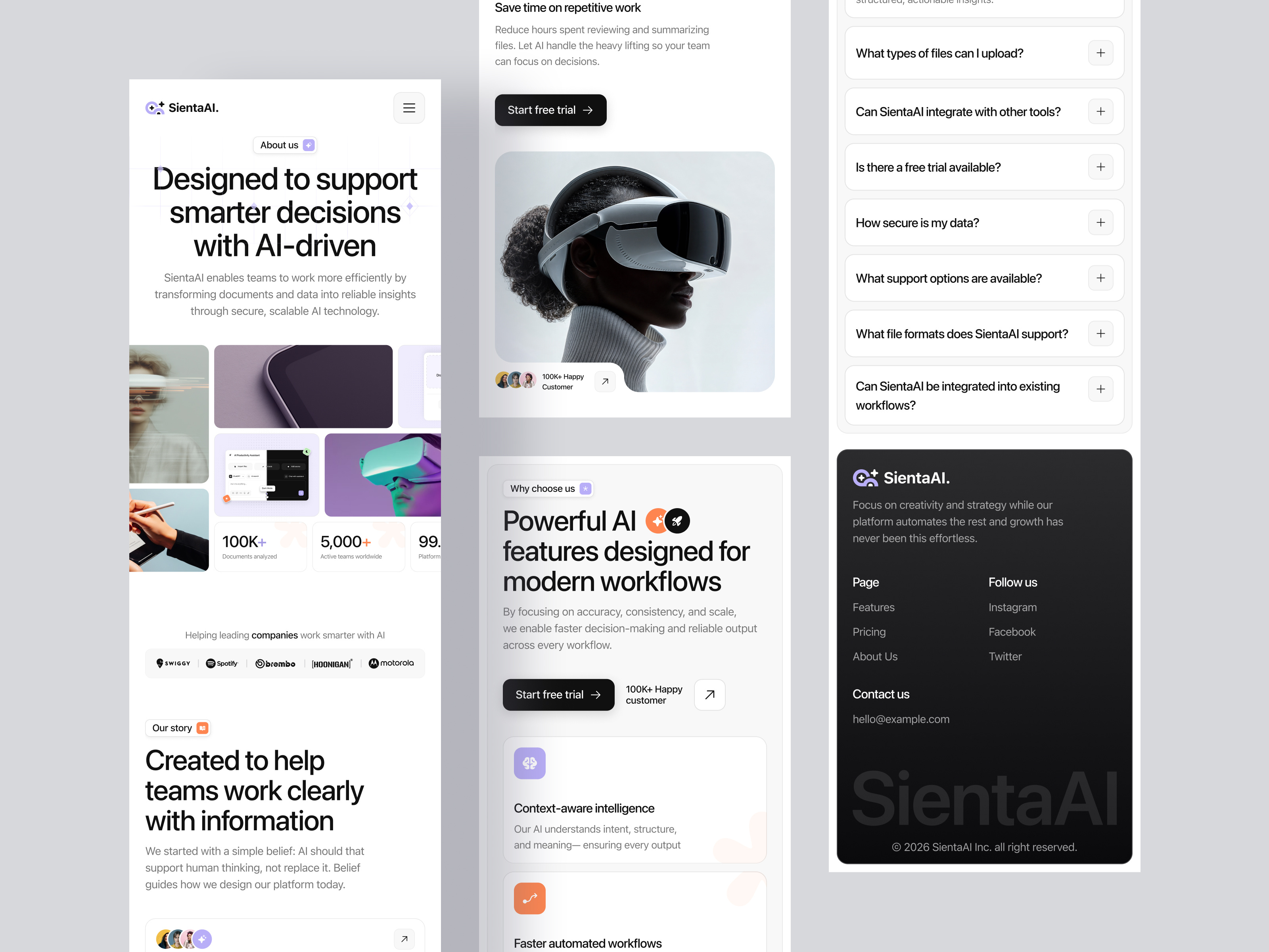 SientaAI - Responsive About Us Page about about us ai clean clean design haki haki studio landing page mobile mobile design modern responsive responsive design saas saas landing page trending web