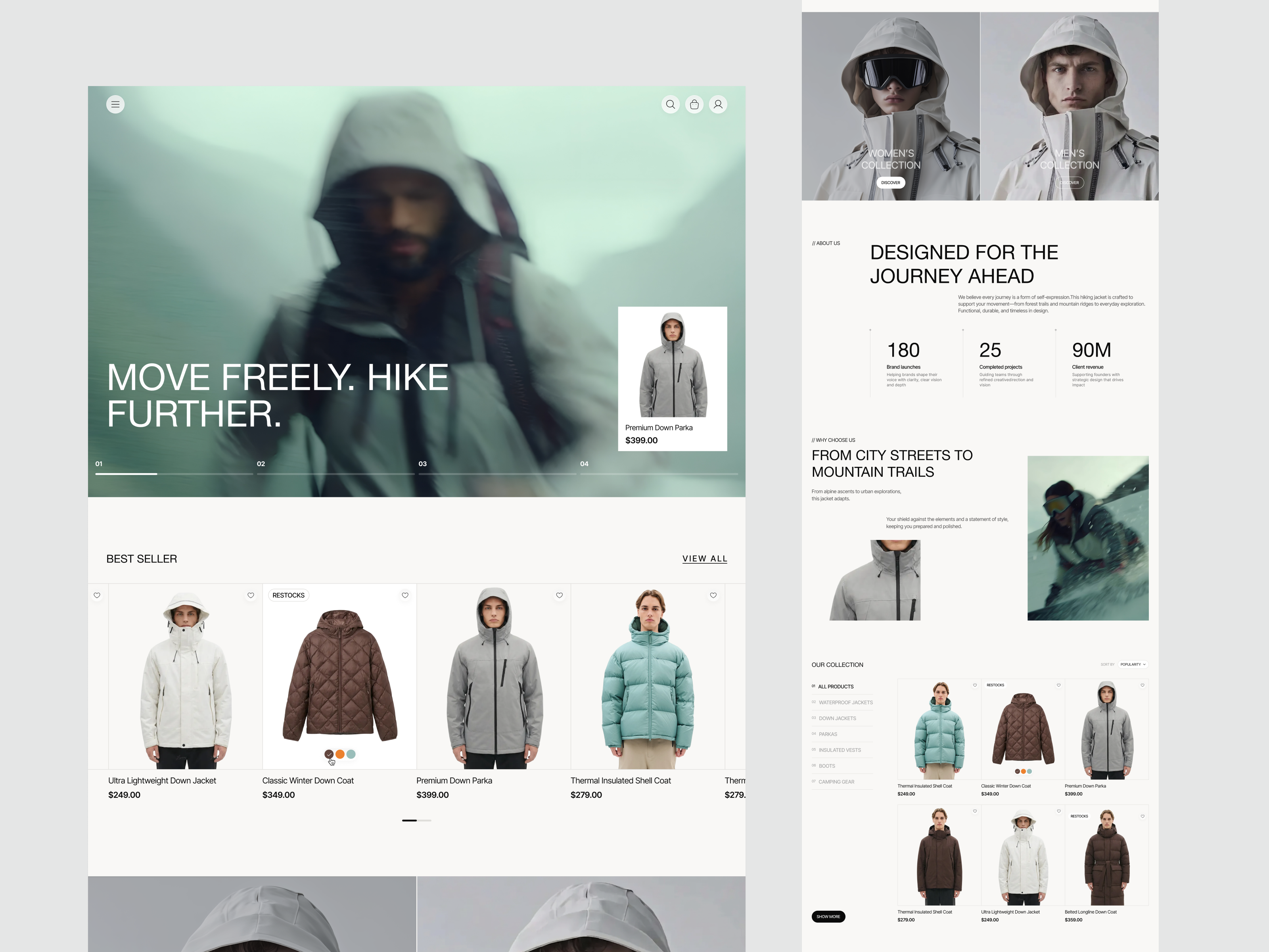 E-Commerce - Web Design b2c ecommerce fashion interface landing page outdoor product design uidesign uiux web design