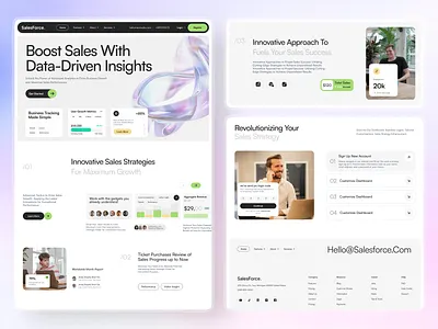 Salesforce CRM SaaS Landing Page & Analytics Dashboard UI analytics dashboard b2b design crm dashboard dashboard ui fintech ui interface landing page design product design saas landing page saas website service startup website ui design ux design web ui design