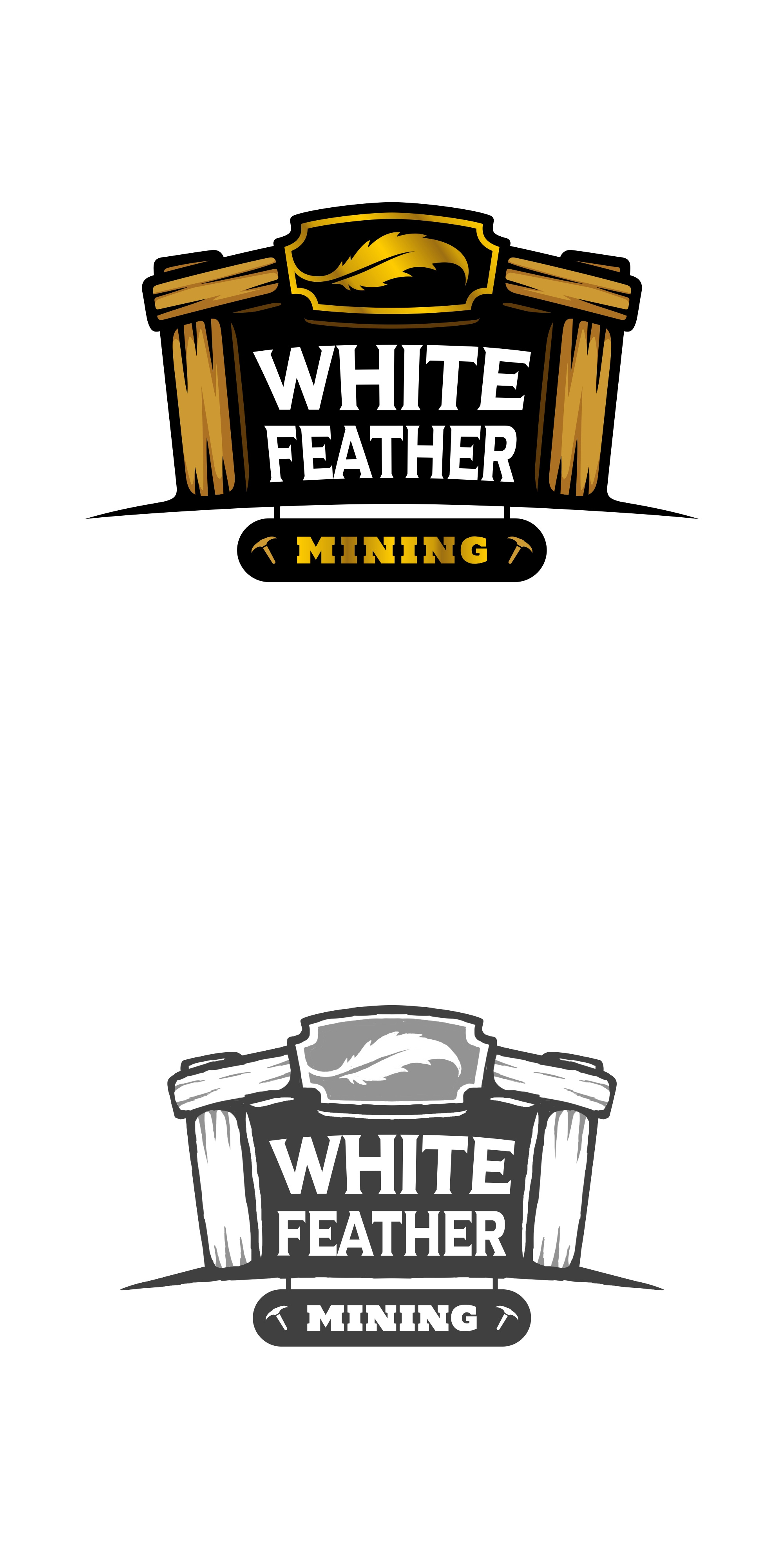 Design Project - White Feather Mining branding business cartoon coin crypto design gold illustration isolated logo mining ui vector white