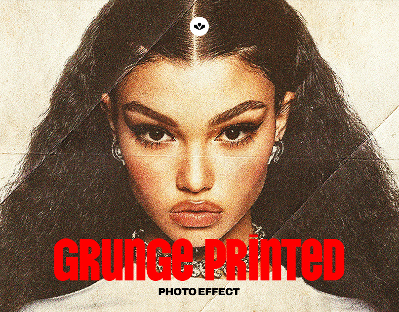 Grunge Printed Photo Effect design effect glued graphic design grunge paper photoshop print solasome template texture