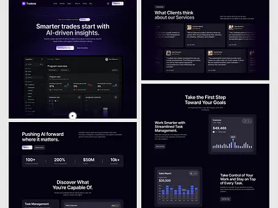 Tradexis - Trading Saas Website bento grid branding business crypto website dark mode design digital banking fintech landing page saas saas app saas landing page tading saas website trading trading platform ux web design website