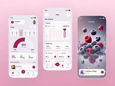 Food Tracker App Design | Diet Tracker | Calorie Counter App UI betterfit branding calorie calorie counter data visualisation diet diet app fitness food scanner healthify healthy healthy app material design meal planner mobile ui nutrition app subscription ui ui ux design wellness app
