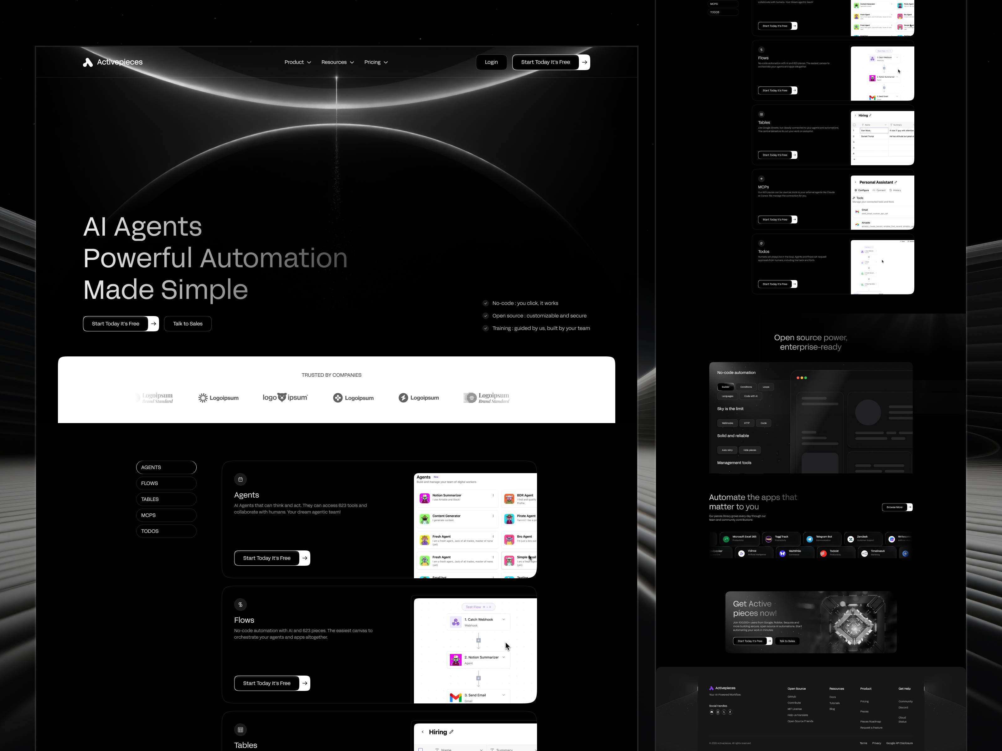 AI Agent Landing Page for Automation agent agents ai ai agent ai automation automation dark ui landing page landingpage llm startup task ui design uiux web design