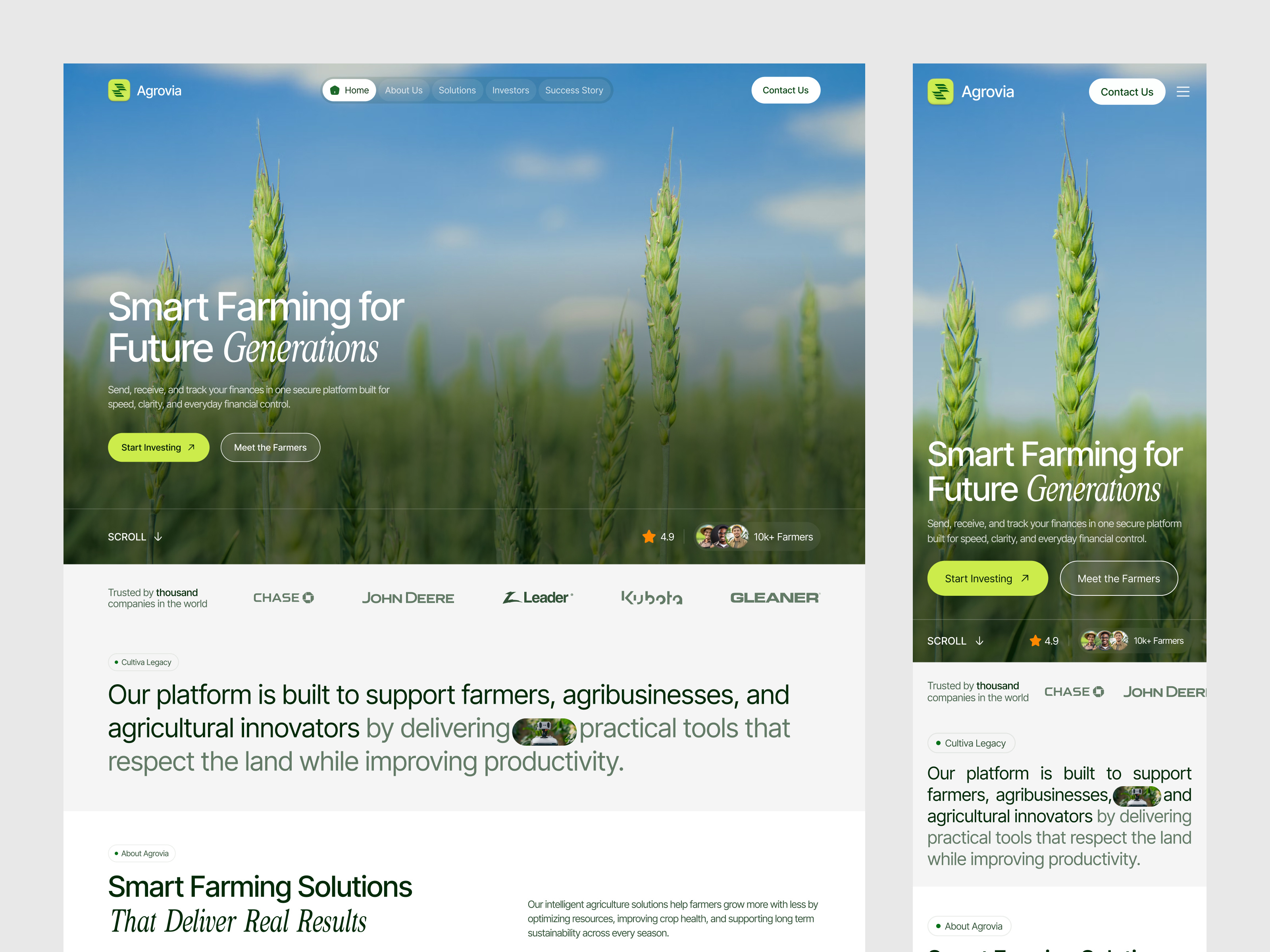 Farming Landing Page agriculture landing page agritech website design farming farming landing page farming platform ui farming website landing page landing page design oripio product design smart farming website uiux web design website