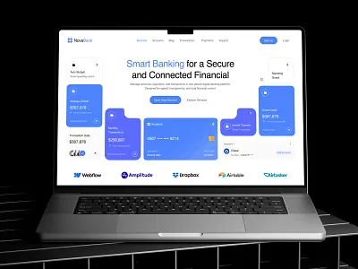 NovaBank - Smart Banking Website Design bank card clean company finance fintech landing page landing page design modern money payment responsive responsive design ui ui design uiux web web design website website design
