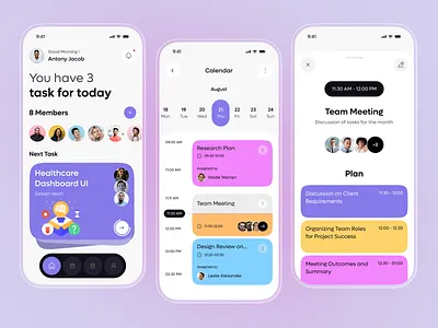 TaskFlow – Smart Team Productivity App UI app calendar collaboration dashboard interface meeting mobile mobile app design product productivity service smartworkflow startup task management taskflow team teamefficiency ui ux