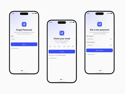 Forgot Password Screen – AI-Powered Sales CRM Mobile App ai ai powered appsecurity forgot email forgot password forgotten ios app design loginui mobile app mobile app forgot password otp otp screen recover password saas sales crm uiux