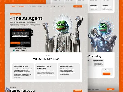 AI Agent | Meme coin | Website design ai agent branding crypto design ethereum illustration meme meme landing page meme token design memecoin pepe pizza solana ui ux web