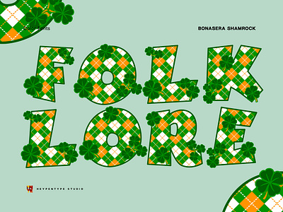 Typographic Design, Bonasera Shamrock Color Font tartan pattern