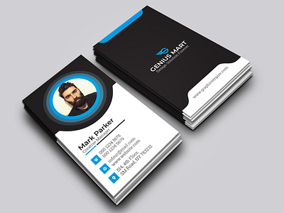 Corporate Business Card black blue business business card clean contact corporate creative elegant individual minimal minimalist modern personal print template professional simple template trendy visiting card