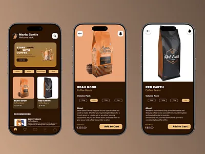 Coffee Ordering Mobile App – UI/UX Design app design branding ui clean ui coffee app coffee ui ecommerce app figma food app mobile ecommerce mobile ui modern ui premium ui product design ui design ux design