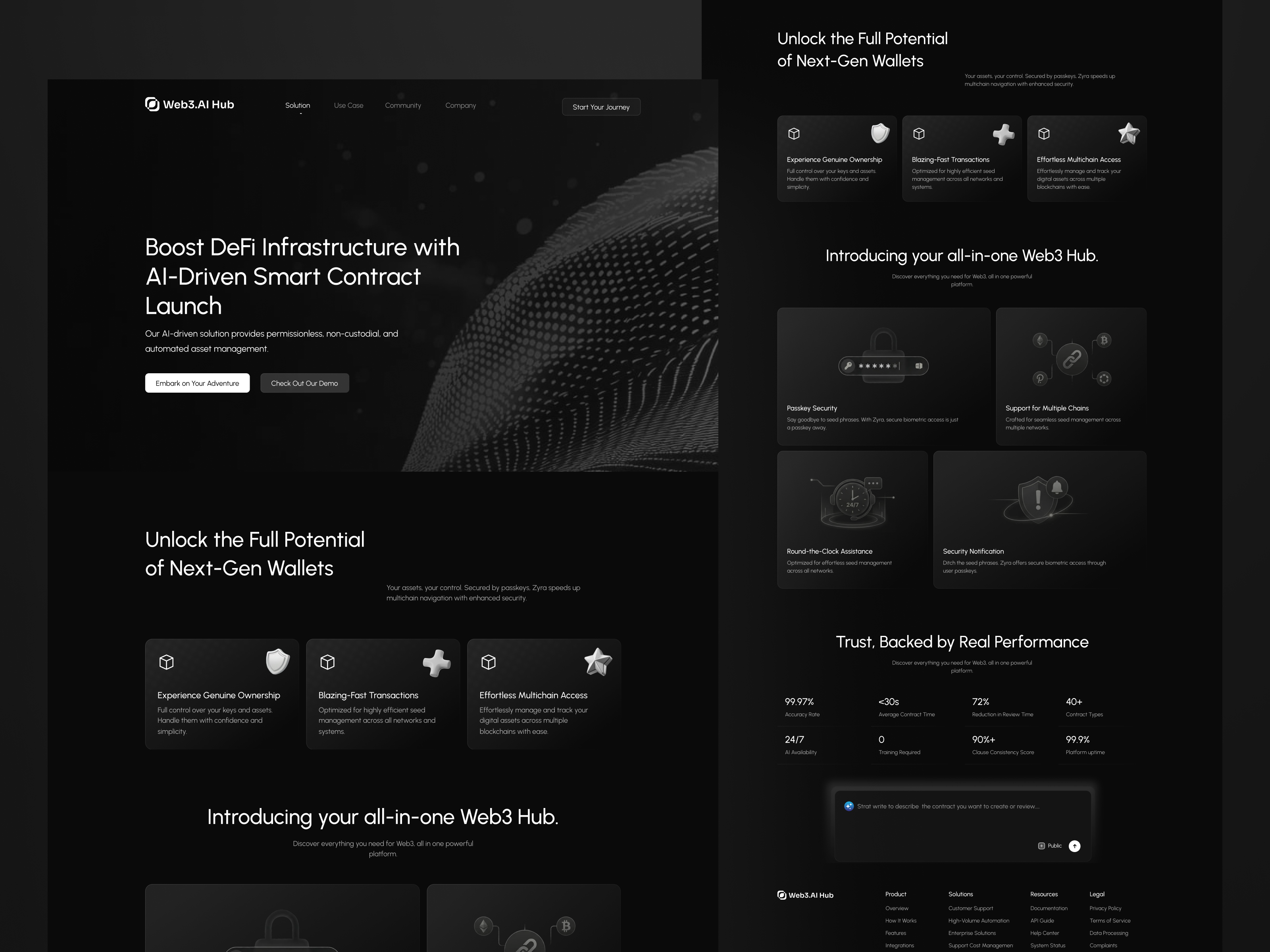 Web3 Landing Page - AI Contract Lifecycle ai branding creative crypto crypto landing dark features landing mockup tranding ui uix web ui web3 web3 crypto website