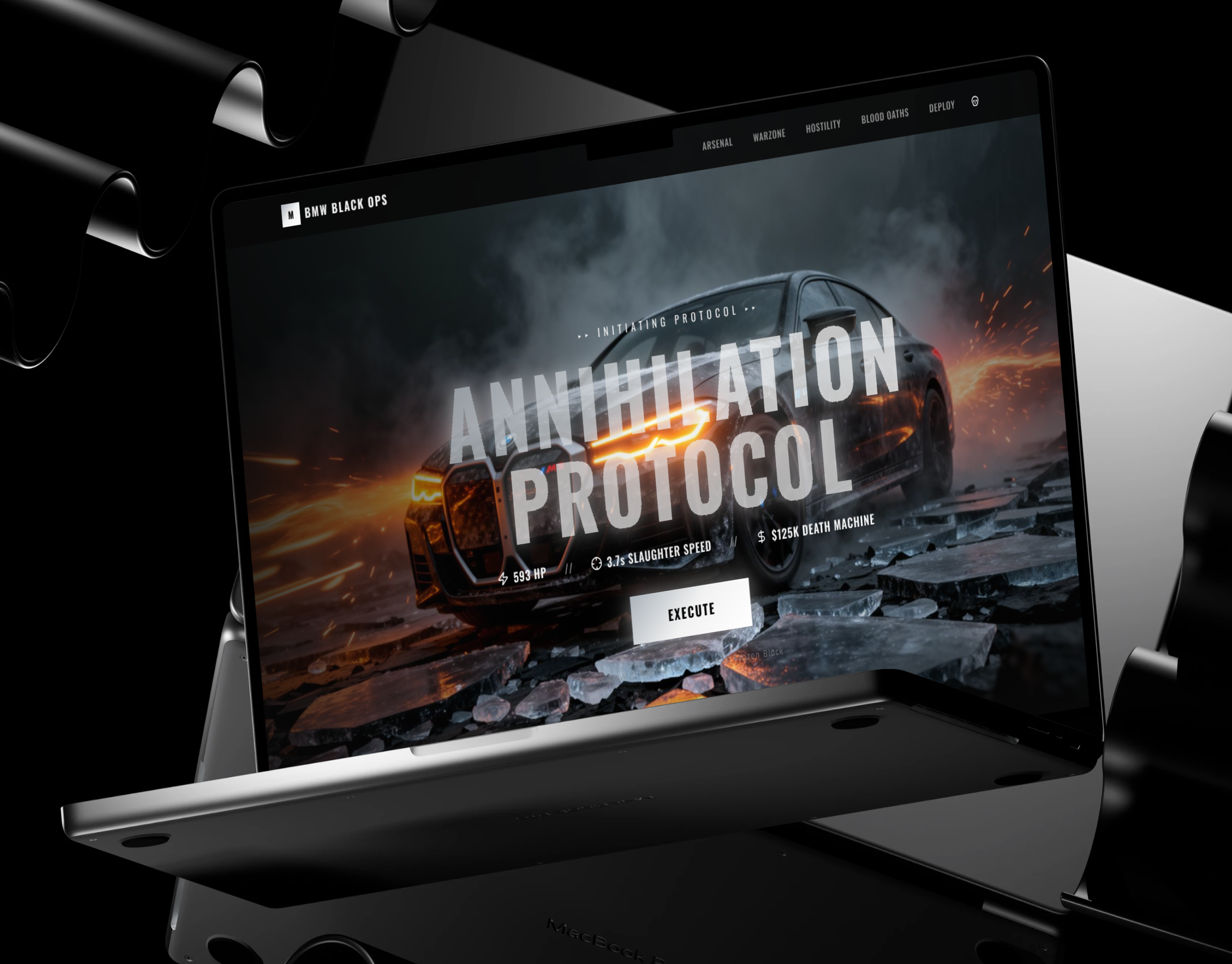 Annihilation Protocol — Tactical Automotive Experience automotive design bmw m concept art figma gaming ui interaction design landing page uiux visual design web design