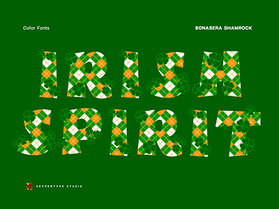Typographic Design, Bonasera Shamrock Color Font tartan pattern