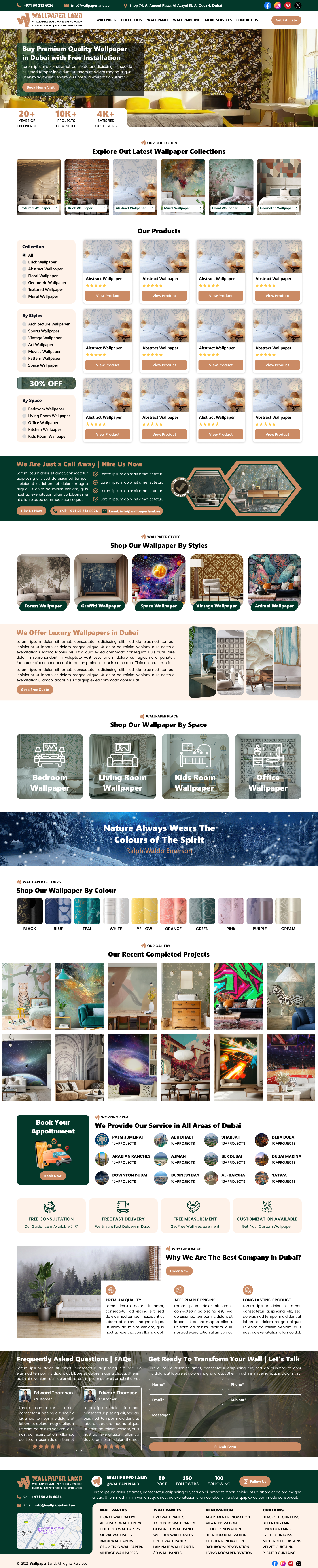 WallPaper Land - Wallpaper and Wall Panel Website UI Design ecommerce website home decor interior design landing page design modern landing page wall decor wallpaper wallpaper ecommerce store wallpaper shop wallpaper store wallpaper website design wallpaper website ui design