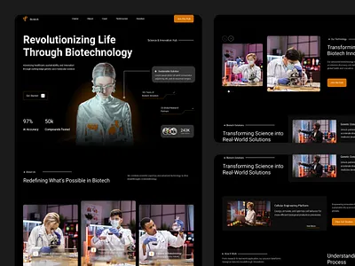 Biotechnology Landing Page ai artificial intelligence biology bioscience biotech clean dark mode futuristic gradient healthtech landing life science medtech modern