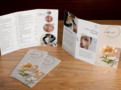 Trifold brochure design for aesthetic clinic aesthetic booklet booklet design brochure brochure design design flyer design graphic design poster poster design print design trifold trifold design